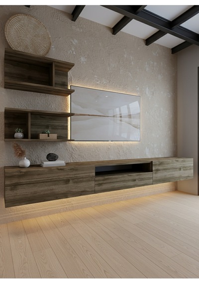 Resital Ledli Duvara Monte Tv Sehpası - Ceviz - W6015-2 Ceviz