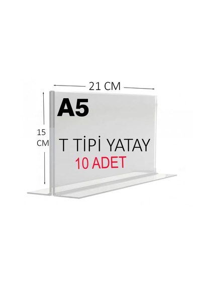Heroglas 10adet A5 T Tipi Yatay Masa Üstü Şeffaf Pleksi / Föylük-fiyatlık-menü-broşürlük
