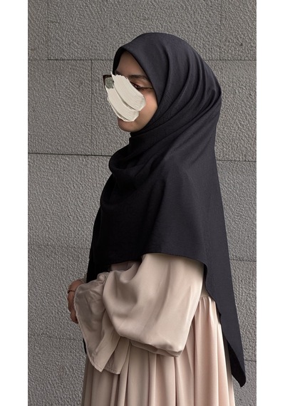 Qalortex Scarf Premium Jakarlı Hüma Büyük Boy Eşarp -siyah