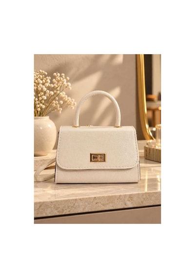 Names Bag Aura-gold Kilitli Tek Saplı Kadın Mini El Ve Omuz Çantası Bej