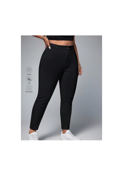 Kene Jeans Yüksek Bel Slim Fit Esnek Keten Dar Paça Pantolon Siyah