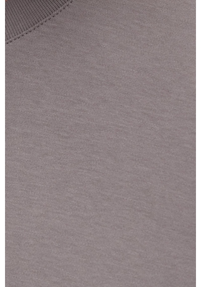 Tudors Unisex Relax Fit Rahat Kesim %100 Pamuk Yumuşak Dokulu Hafif Kalın Gri Bisiklet Yaka Tişört-36911 Gri