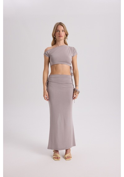 Mai Collection Mai Studios Co. Ivan Büzgülü Lila Crop Etek Takım Lila