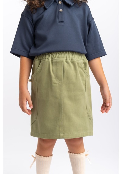 Oliventhekid Gabardin Kız Çocuk Etek Yeşil Yeşil