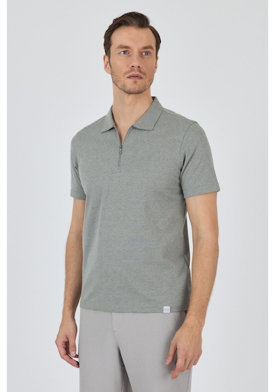Koyu Yeşil Kısa Kol Düz Suprem Polo Yaka Cepsiz Pamuklu Casual Slim Fit Tişört 1011250164 700 Koyu Yeşil