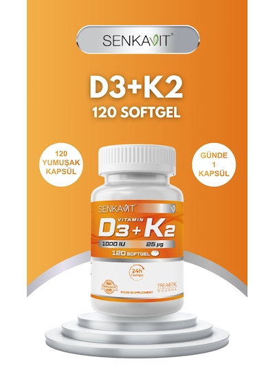 Senkavit Vitamin D3 Ve K2 İçeren Yumuşak Kapsül 120 Li