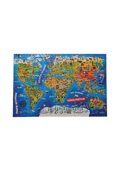 260 Parça Dünya Haritası Puzzle Eğitici Yapboz