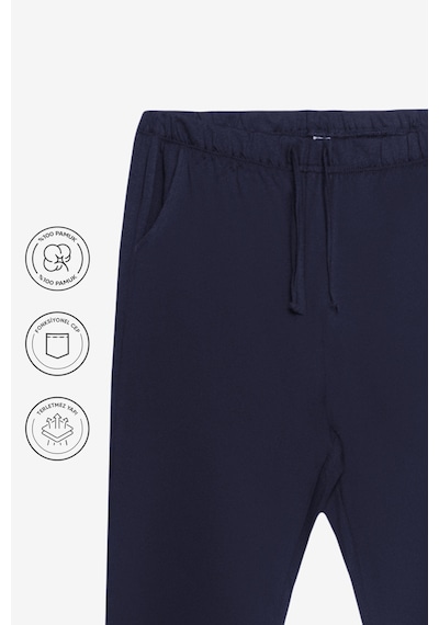 Elemge %100 Pamuk Compact Penye Süprem Kadın Pijama Altı Cepli Regularfit Manşet Paça Esnek Terletmez Laci Lacivert