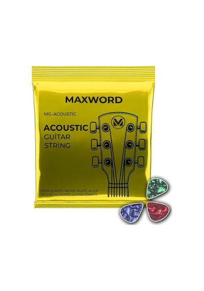 Maxword Gt-acoustic Kaliteli Akustik Gitar Teli 1 Takım Set Pena Hediye