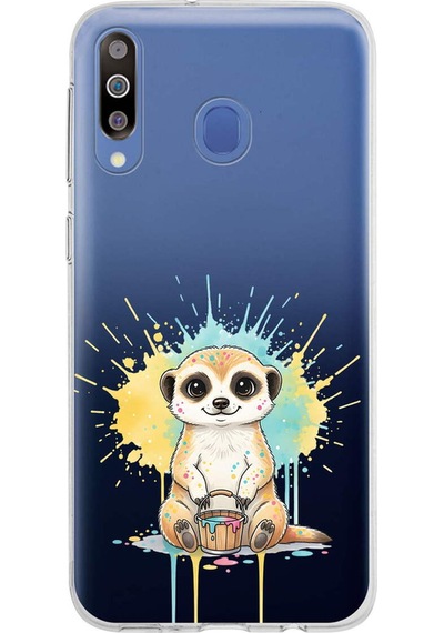 Samsung Galaxy M30 İle Uyumlu Splash Mirket Tasarımlı Şeffaf Silikon Kılıf Şeffaf