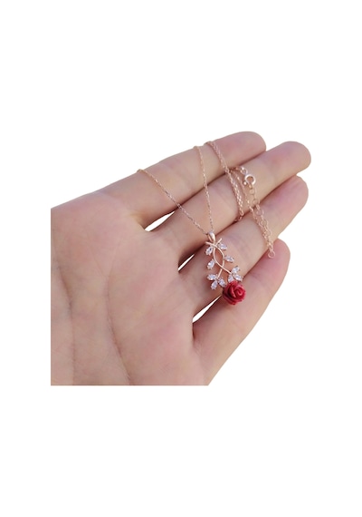 Hilye 925 Ayar Gümüş Gülüm Rozegold Kolye Rose Gold