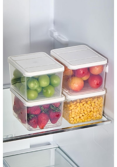 Selka Home 4 Adet Derin 1 Lt. Nora Organizer Buzdolabı Buzluk Düzenleyici Saklama Kabı