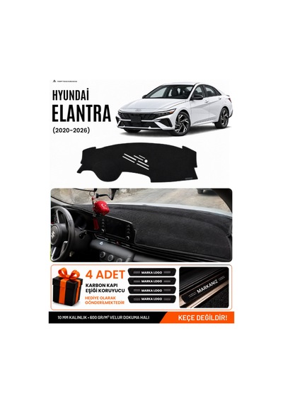 Hyundai Elantra 2020-2026 Uyumlu Torpido Koruma, Torpido Örtüsü, Torpido Kılıfı - Siyah - Hu018