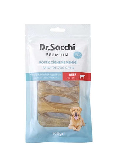 Dr.sacchi Premium Sığır Etli Doğal Sığır Derisi Press Kemik Tahılsız Köpek Ödülü 3'' 5'li 100 Gr