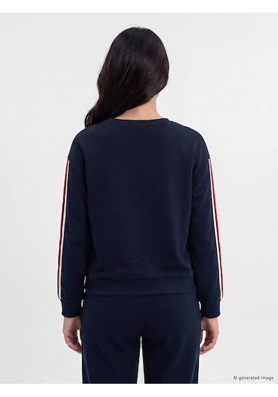 Lcw Everyday Lacivert Şeritli Soft Touch Kadın Sweatshirt