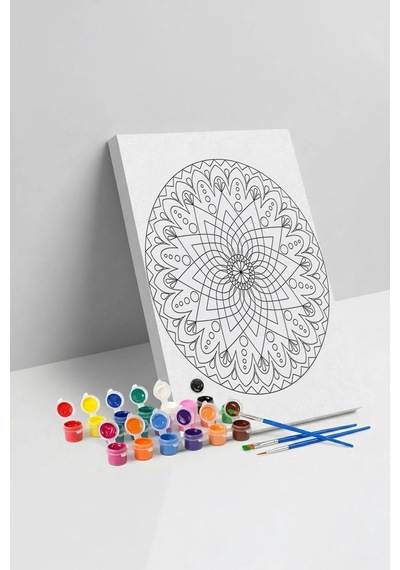 Çiçek Mandala Ahşap Boyama Seti 40x50 Cm