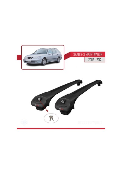 Saab 9-3 Sportwagon 2006-2012 Arası İle Uyumlu Ace-1 Ara Atkı Tavan Barı Siyah