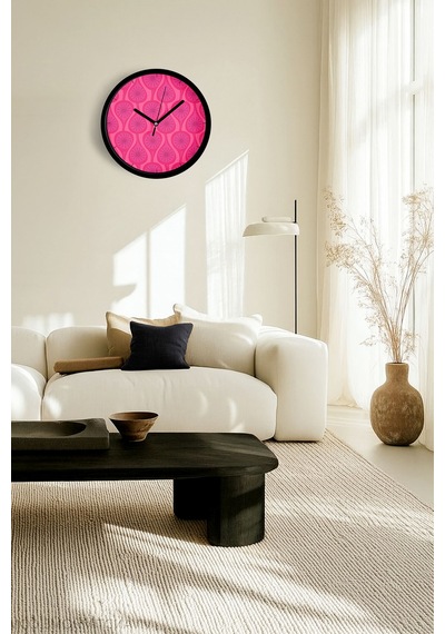 Soyut - Geometrik Temalı Modern Duvar Saati - 30cm - Önü Camlı Siyah Kasa - Sessiz Mekanizma-jh0318 Siyah