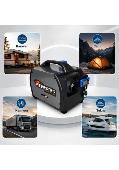 Webesten Wbs-bc-001 Çanta Tipi Dizel Isıtıcı 12v 24v 220v Bluetoothlu Taşınabilir Isıtıcı