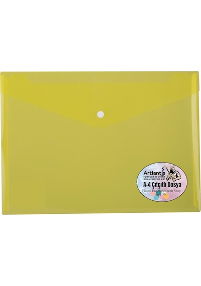 A4 Çıtçıtlı Sarı Şeffaf Renkli Zarf Dosya 1 Adet Artlantis Çıt Çı