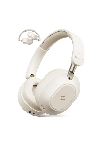H668bt Anc Bluetooth Kulaküstü Kulaklık - 80 Saat, Anc, Çift Cihaz Desteği, Hi-res Audio Bej