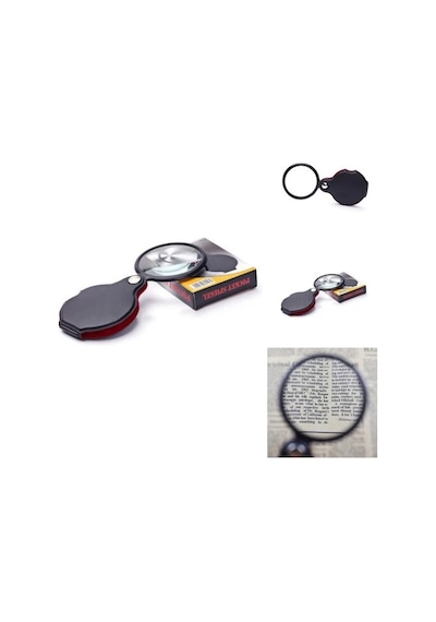 5x 60mm Cam Optik Lens,katlabilir,deri Kaplamalı Cep Büyüteçxx1051