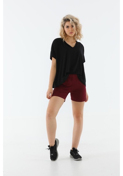 Maraton Sportswear Regular Kadın Basic Bordo Şort 20309-bordo
