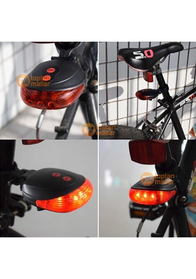 Skyhawk Güvenlik Şeritli Bisiklet Lazer Led Stop Lambası 7 Fonksiyonlu Siyah