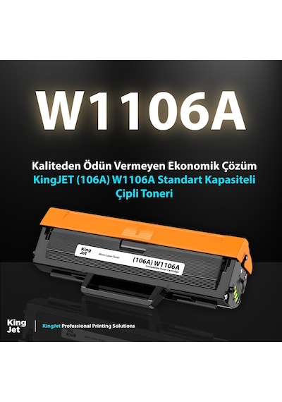 Kingjet Hp Uyumlu 106a W1106a Standart Kapasiteli 10'lu Paket Çipli Uyumlu  Toneri Mfp 135w