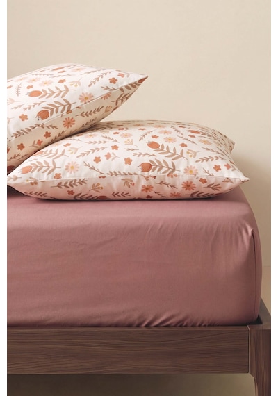 Pudra Kahve Triana Çift Kişilik Lastikli Çarşaf Takımı 160x200 Cm - 3 Parça Çok Renkli