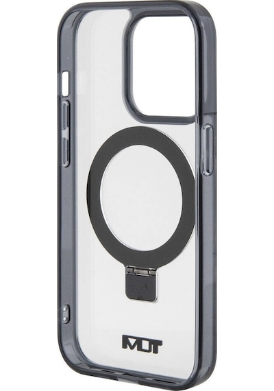 Apple Uyumlu iPhone 15 Pro Kılıf Tumı Lisanslı Magsafe Özellikli Metal Logolu Ring Standlı Silikon Beyaz