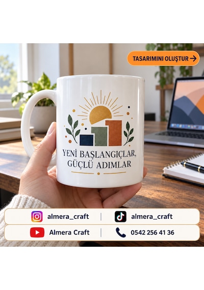 Kişiye Özel Motivasyon Kupası Yeni İş Ve Mezuniyet Hediyesi Beyaz - Beyaz