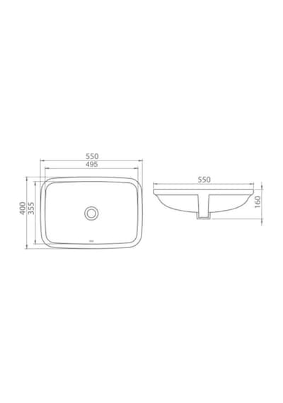 Turkuaz Seramik City 40x55 cm Tezgah Altı Lavabo
