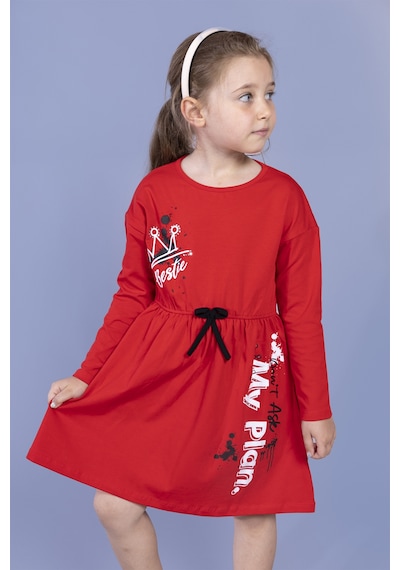 Toontoy Kız Çocuk Baskılı Elbise Yeşil