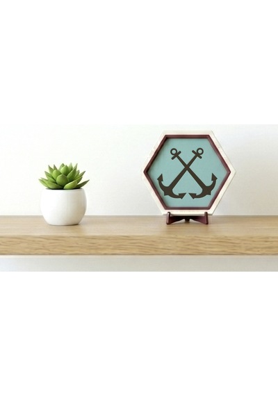 Denizi Sevenler İçin Çapa Tasarımlı Minimal 10x10 Cm Dekoratif Obje, Yaşam Alanınıza Özel Aksesuar
