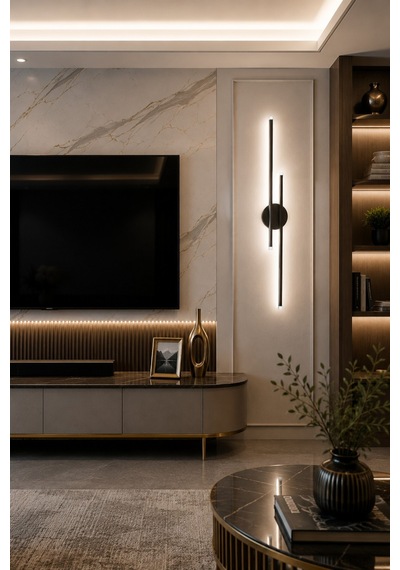 Sare Aplik Modern Tasarım Bronz Renk - Gün Işığı Ledli Banyo - Mutfak - Salon Led Duvar Aplik