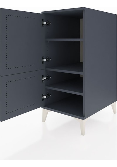 Kronos Komodin 3 Raflı 2 Kapaklı 44x59x96 Antrasit-antrasit Antrasit