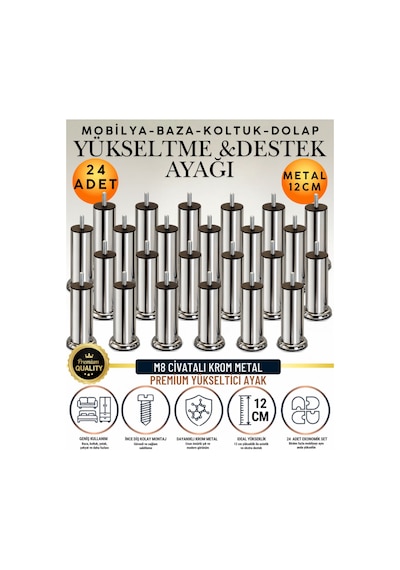 24 Adet 12 Cm M8 Vidalı Metal Krom Ayak Mobilya Ayağı Baza Ayağı Kanepe Ayağı Koltuk Ayağı Yatak Ayağı Yükseltme Ayağı Dolap Ayak Sehpa Sandık Ayakları Değişim Destek Ayağı Yükseltici Aparat Şifonyer Gümüş Gümüş 24 Adet 12 Cm M8 Vidalı Metal Krom Ayak Mobilya Ayağı Baza Ayağı Kanepe Ayağı Koltuk Ayağı Yatak Ayağı Yükseltme Ayağı Dolap Ayak Sehpa Sandık Ayakları Değişim Destek Ayağı Yükseltici Aparat Şifonyer Gümüş Gümüş