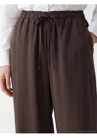 Lcw Modest Kahverengi Beli Lastikli Modal Karışımlı Kadın Pantolon
