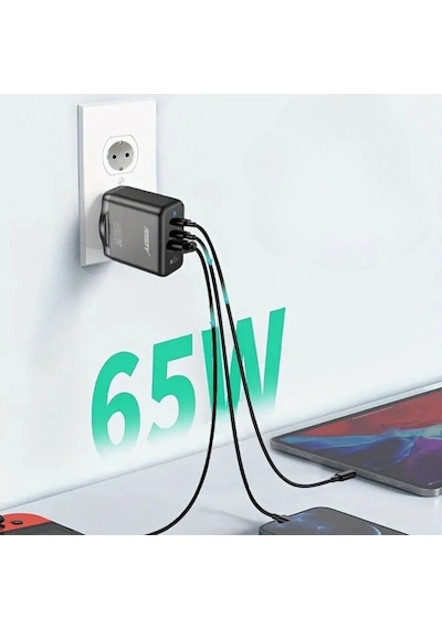 65w Hızlı Şarj Edebilen Type C Uçlu Şarj Aleti Bx40