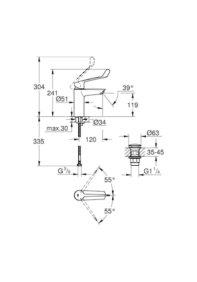 Grohe Eurosmart Tek Kumandalı Lavabo Bataryası M-Boyut 23983003
