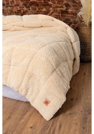 Cotton Box Tek Kişilik Peluş Yorgan Krem 155x215