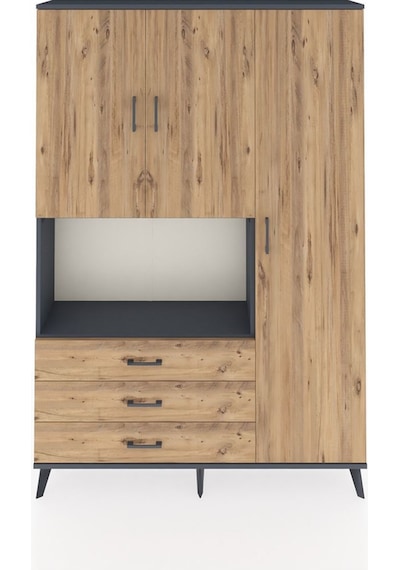 Arges Dolap 7 Raflı 3 Çekmeceli 3 Kapaklı 132x30x195 Antrasit-çam/çam Atlas Çam/atlas Çam Arges Dolap 7 Raflı 3 Çekmeceli 3 Kapaklı 132x30x195 Antrasit-çam/çam Atlas Çam/atlas Çam
