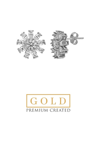 Beyaz Altın Sertifikalı Premium Created Markiz Taşlı Küpe