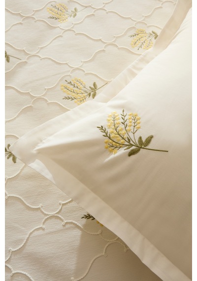 Karaca Home Shaela Çiçek Nakışlı Çift Kişilik Pike/yatak Örtüsü Takımı Sarı Sari