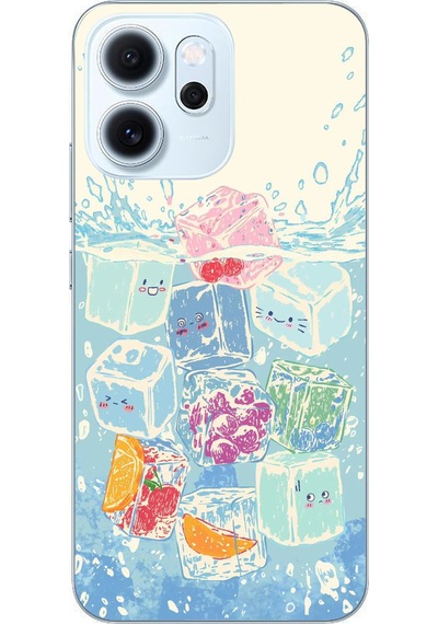 Oppo Reno 14f Uyumlu Kare Buzlar Baskılı Silikon Kılıf Renkli