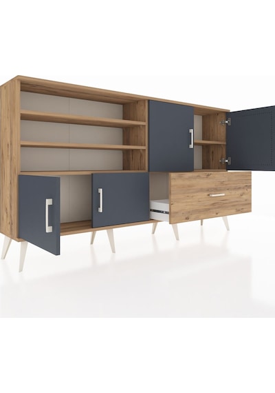 Arges Konsol 5 Raflı Tek Çekmeceli 4 Kapaklı 176x30x99 Çam-antras Çam-antrasit/çam Arges Konsol 5 Raflı Tek Çekmeceli 4 Kapaklı 176x30x99 Çam-antras Çam-antrasit/çam