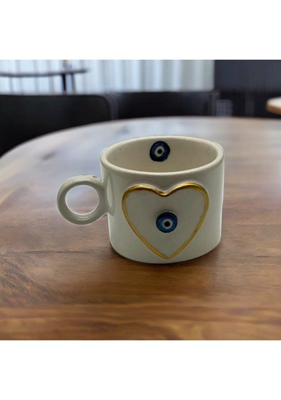 Altın Yaldız Kalp Nazar Fincan Mug