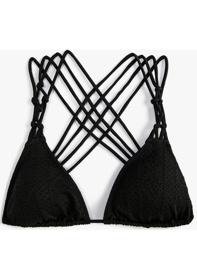 Koton Üçgen Bikini Üstü Fisto Çapraz Askı Detaylı Siyah 3sak10035mm 3SAK10035MM999