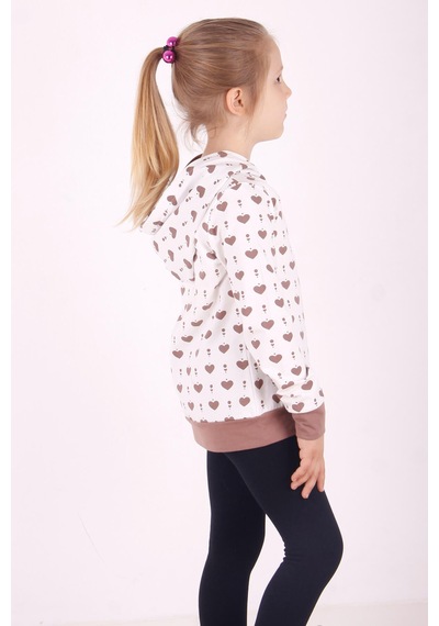Toontoy Kız Çocuk Regular Fit Kapüşonlu Baskılı Sweatshirt - 2 İplik Ekru